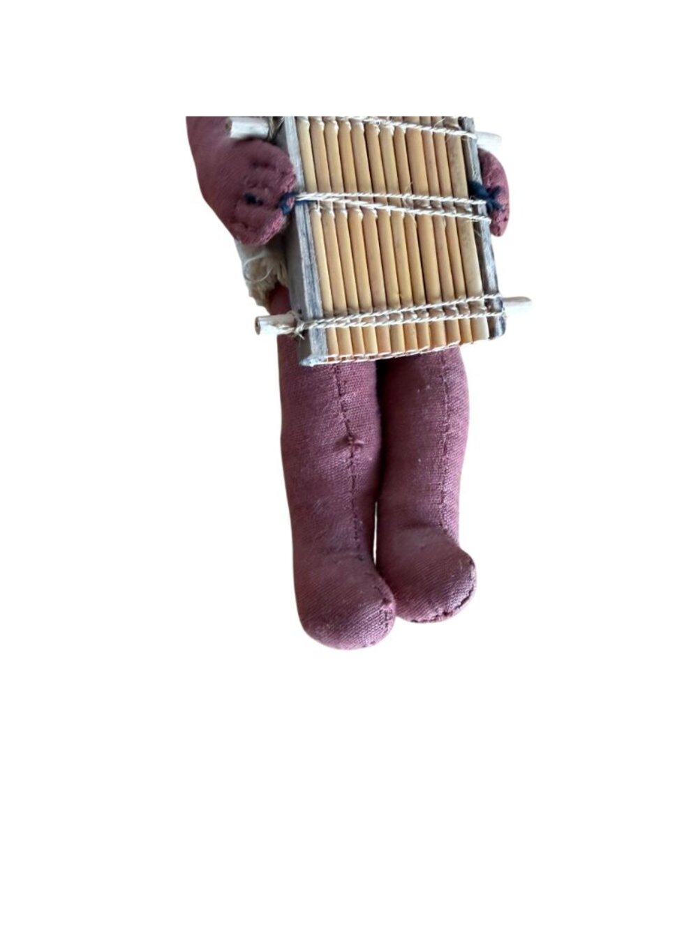 Handcrafted Cloth Doll Bamboo Instrument Skirt VTG African Souvenir Folk Art - Picture 4 of 5
